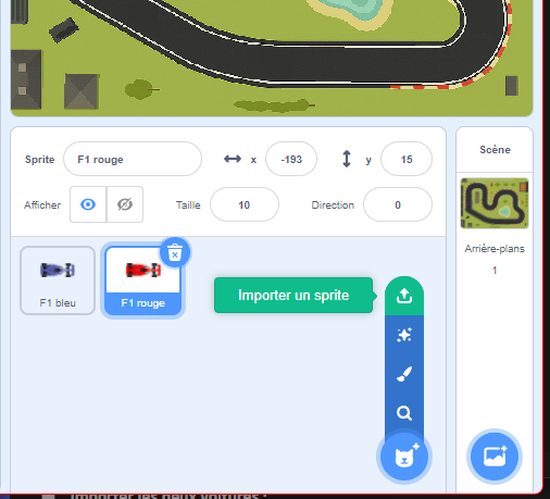 Voitures (F1 Bleu et F1 Rouge)